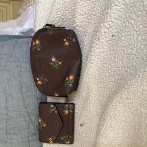 Coach small wallet and makeup bag set